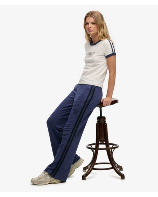 Superdry Blue & Co Athletic Essentials Stripe Flare joggers