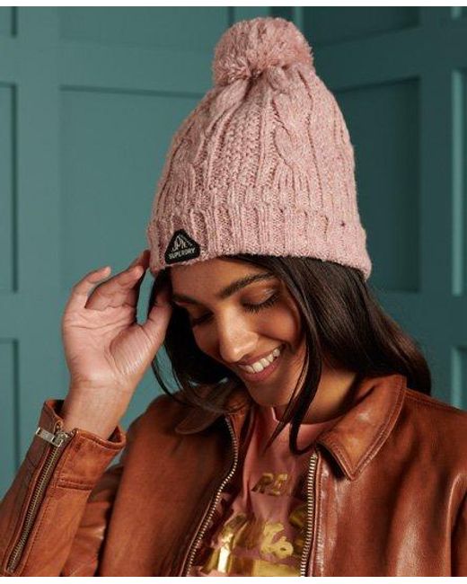 Superdry Gracie Cable Beanie in Candy 