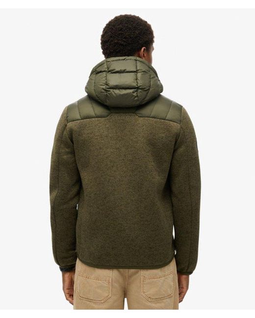 Superdry Gebreide Hybrid Storm Jas Met Capuchon in het Green voor heren