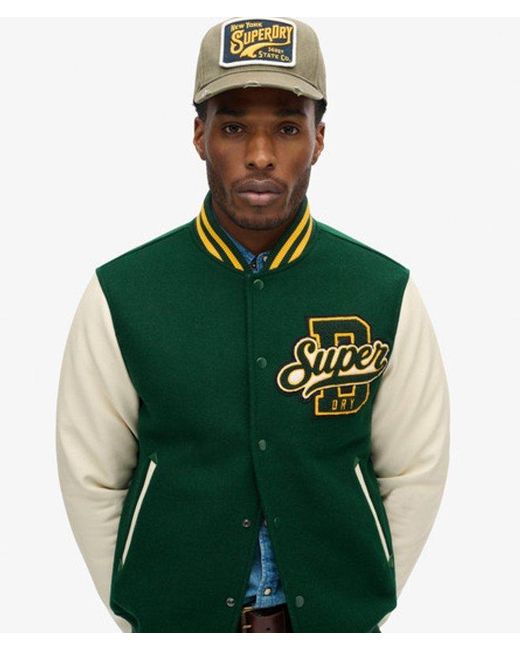 Superdry Varsity Wollen Bomberjack in het Green voor heren