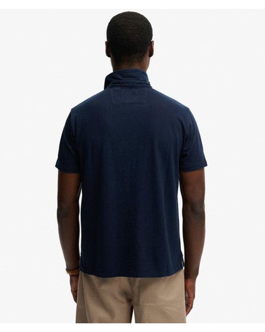Superdry Blue & Co Classic Cotton Linen Polo Shirt for men