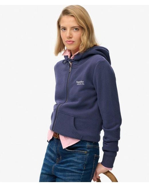 Superdry Blue Athletic Essentials Logo Zip Hoodie