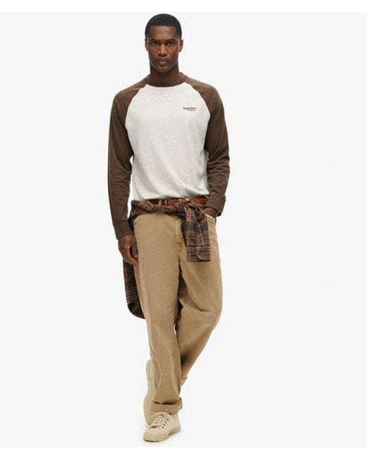 Superdry Gray & Co Boxy Fit Essential Logo Baseball Long Sleeve Top for men