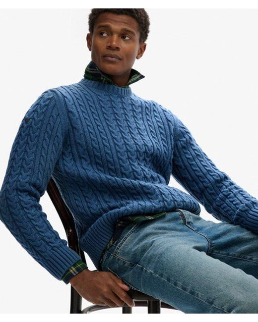 Homme Pull En Maille Torsadée Jacob Taille Superdry pour homme en coloris Blue