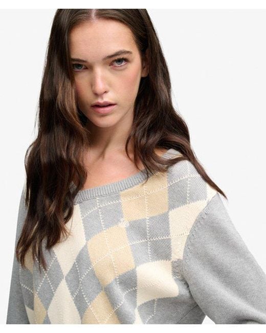 Superdry Gray & Co V-neck Argyle Jumper
