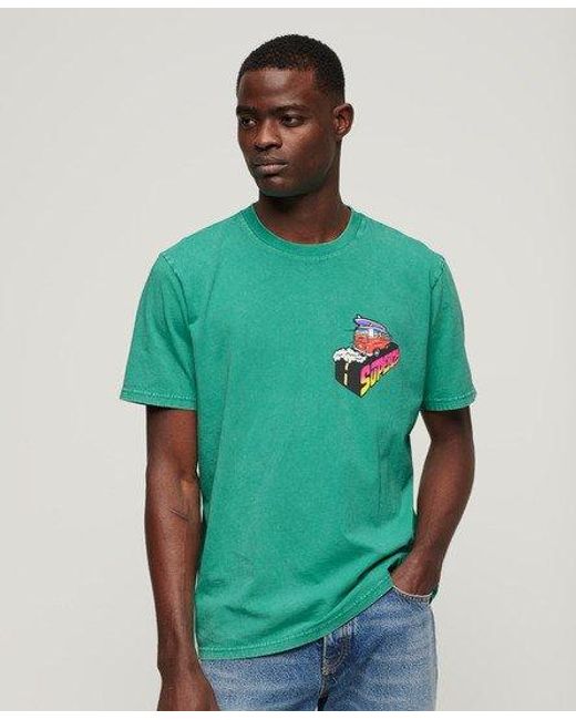Superdry Green Neon Travel Loose T-shirt for men