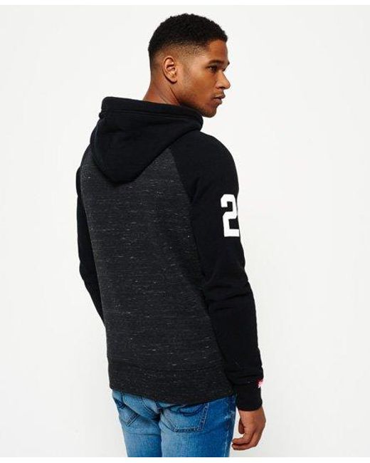 Superdry Blue Track & Field Baseball Hoodie Midnight Marl Spacedye/Jet for men