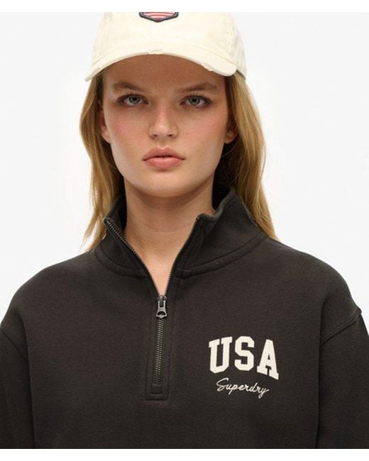 Superdry Black & Co Athletic Essentials Half Zip Jumper