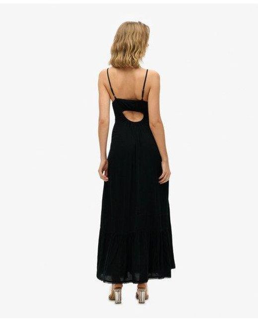 Femme Robe Caraco Longue Taille Superdry en coloris Black