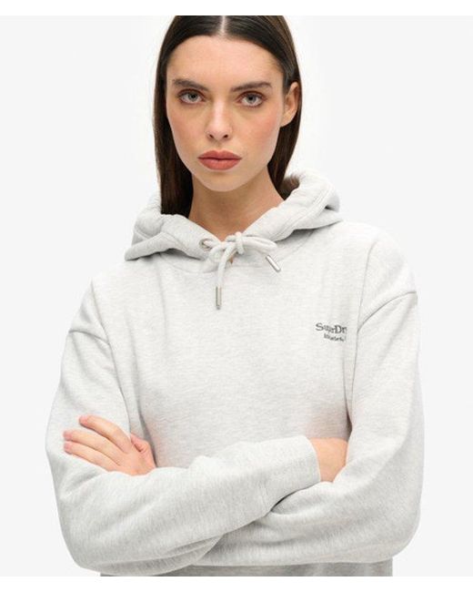 Superdry White Essential Hoodie Dress