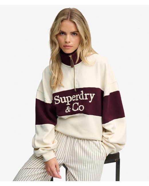Superdry White & Co Company Logo Half Zip Sweatshirt