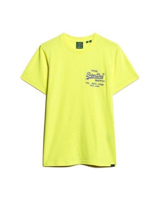 Superdry Yellow Neon Vintage Logo T-shirt for men