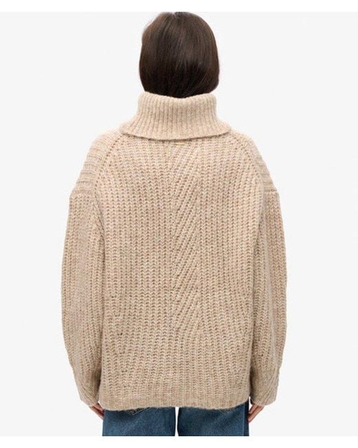Pull côtelé brossé à col ample Superdry en coloris Natural