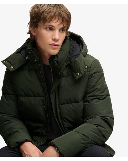 Superdry Green Premium Hooded Puffer Jacket for men