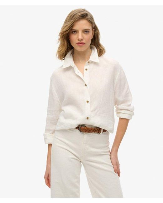 Superdry White & Co Casual Linen Boyfriend Shirt