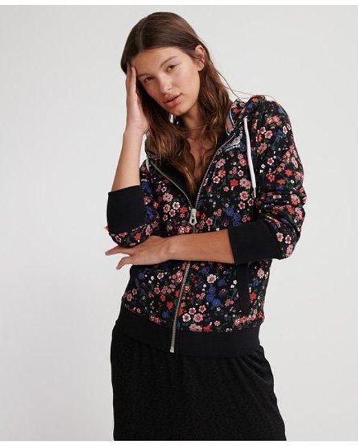 Superdry Black Label All Over Print Zip Hoodie Janie Flower