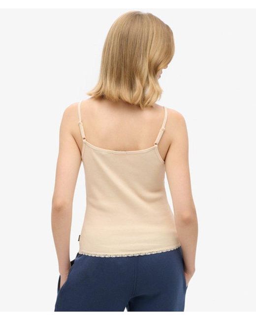 Superdry Athletic Essentials Button Down Cami Top in het Blue