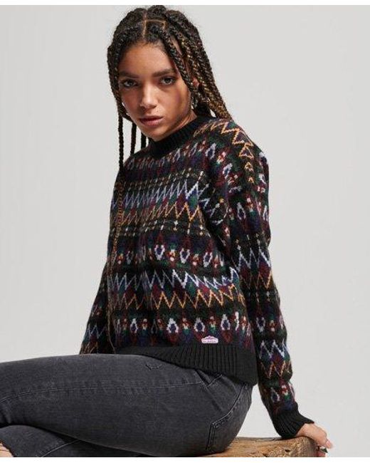 Superdry Black Vintage Fairisle Jumper Multi Mix