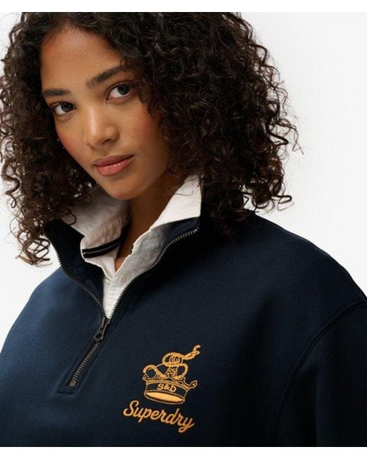 Superdry Blue & Co Country Club Crest Half Zip Sweatshirt