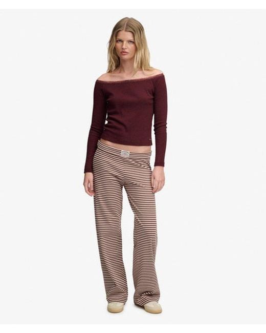 Superdry Red & Co Athletic Essentials Lace Long Sleeve Top
