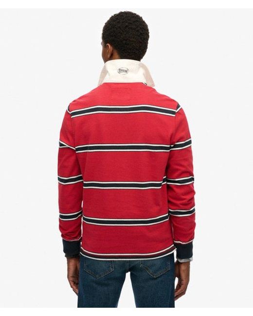 Superdry Gestreept Vintage Athletic Rugbyshirt in het Red voor heren