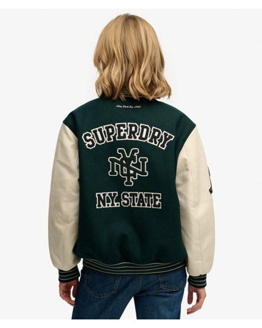 Superdry Green & Co Patched Varsity Bomber Jacket