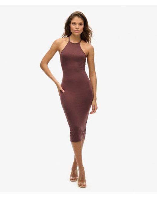 Superdry Red Modal Classic T Back Jersey Midi Dress