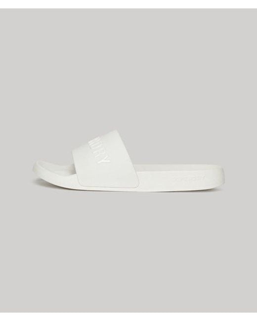 Superdry White & Co Vegan Logo Pool Sliders