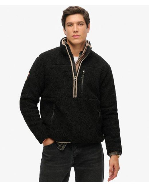 Superdry Black & Co Outdoor Half Zip Sherpa Fleece for men