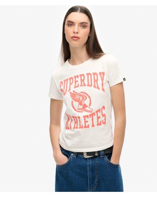 Superdry Red Varsity Flocked Fitted T-shirt
