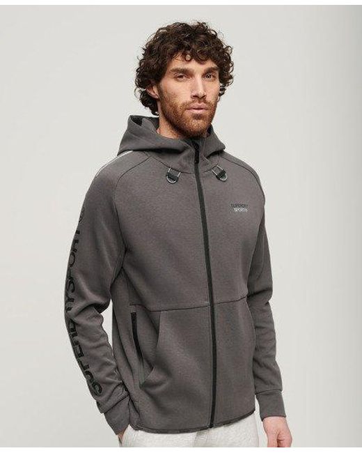 Sweat à capuche ample zippé à logo sport tech Superdry pour homme en coloris Gray