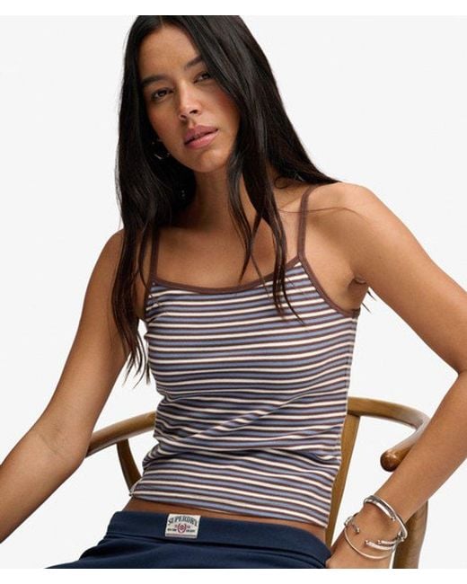 Superdry Athletic Essentials Cami Slanke Pasvorm in het Gray