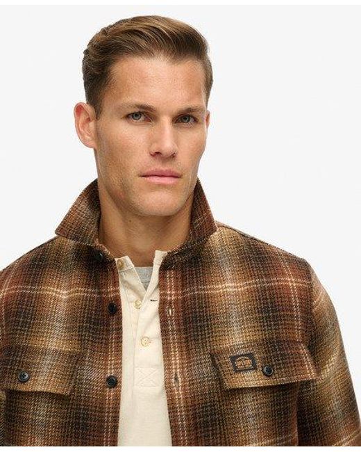 Superdry Brown Wool Miller Overshirt for men