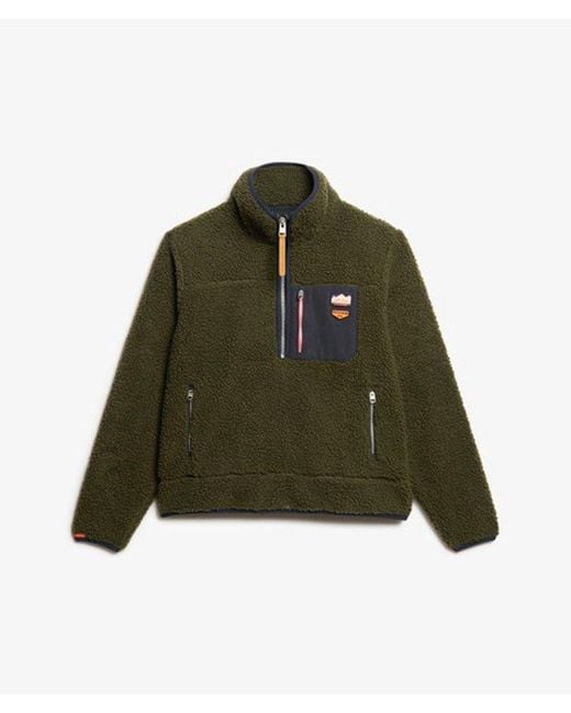 Superdry Green & Co Vintage Retro Half Zip Fleece Jumper