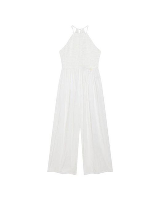 Superdry White Embroidered Sleeveless Jumpsuit