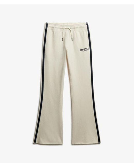 Superdry Athletic joggingbroek Met Wijde Pijpen En Strepen in het Natural
