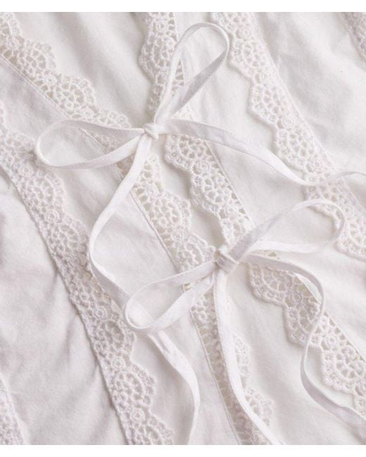 Superdry White & Co Lace Trim Tie Blouse