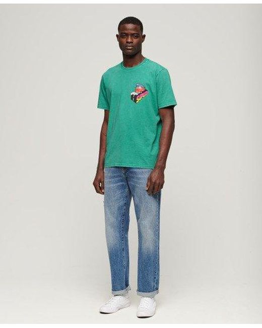 Superdry Green Neon Travel Loose T-shirt for men