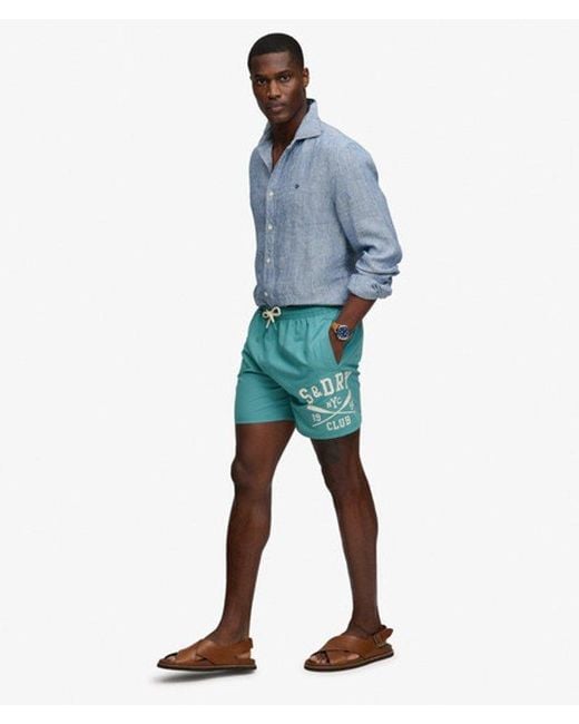 Superdry Green & Co Printed Logo 16-inch Swim Shorts for men