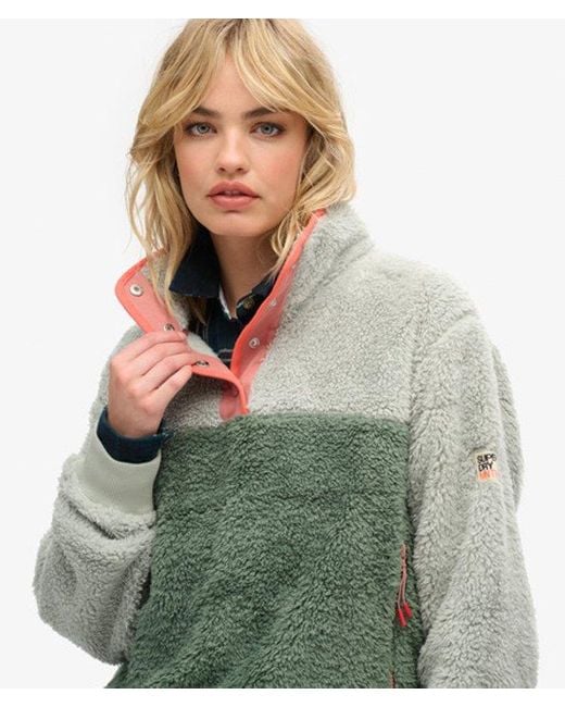 Superdry Super Soft Mash Up Teddyfleece in het Green