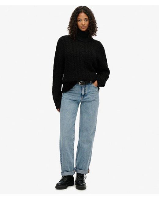 Superdry Black & Co Cable Roll Neck Jumper
