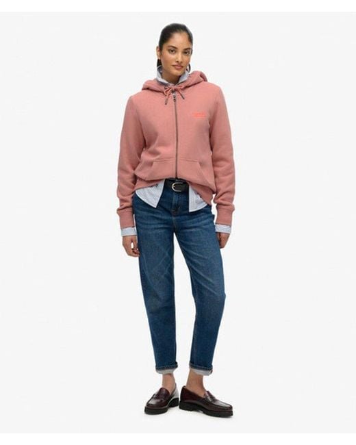 Superdry Red & Co Athletic Essentials Logo Zip Hoodie