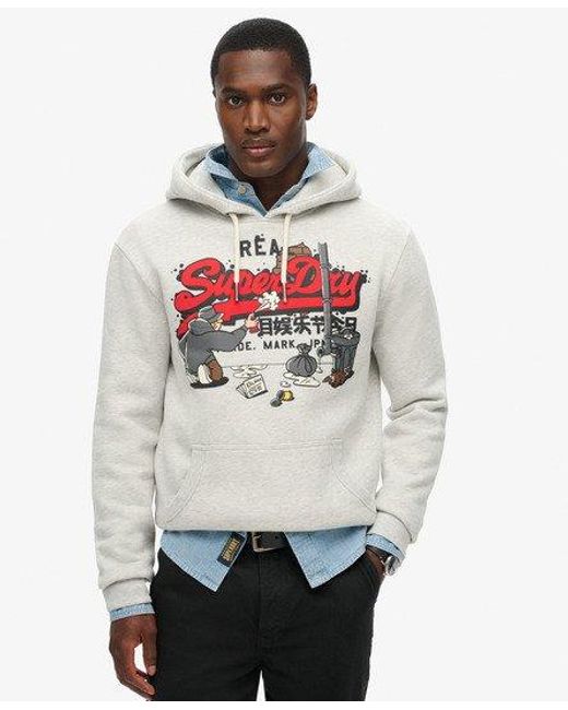 Superdry White New York Vintage Logo Graphic Hoodie for men