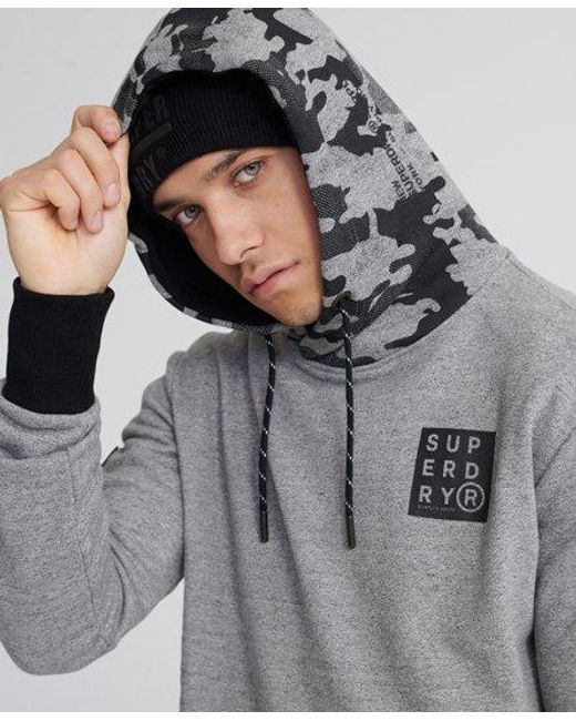 Superdry Gray Surplus Goods Graphic Loopback Hoodie Speckle Grit for men