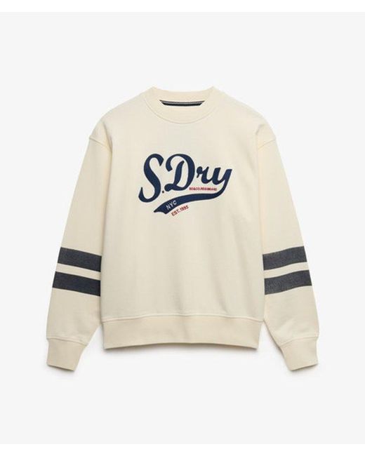 Superdry Natural & Co Varsity Script Loose Crew Sweatshirt