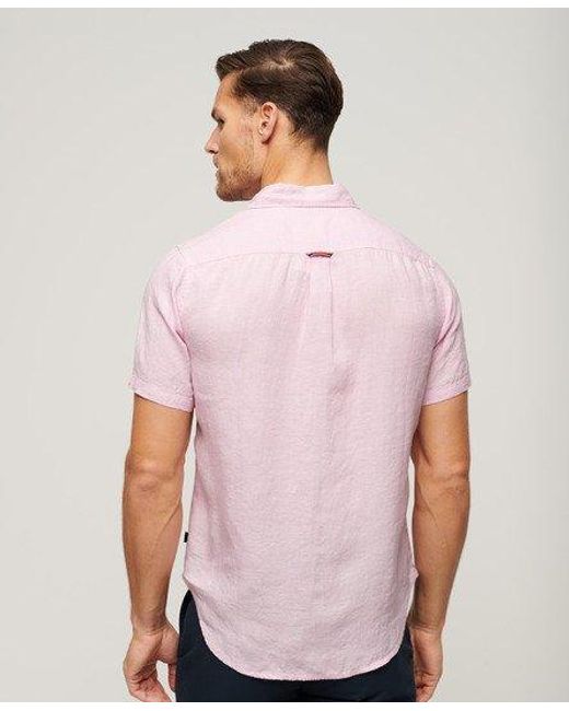 Superdry Pink Studios Casual Linen Shirt for men