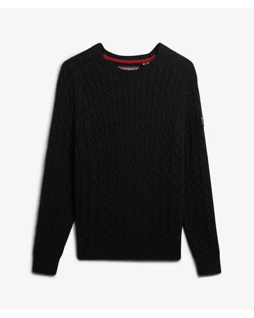 Superdry Slouchy Kabelgebreide Trui in het Black