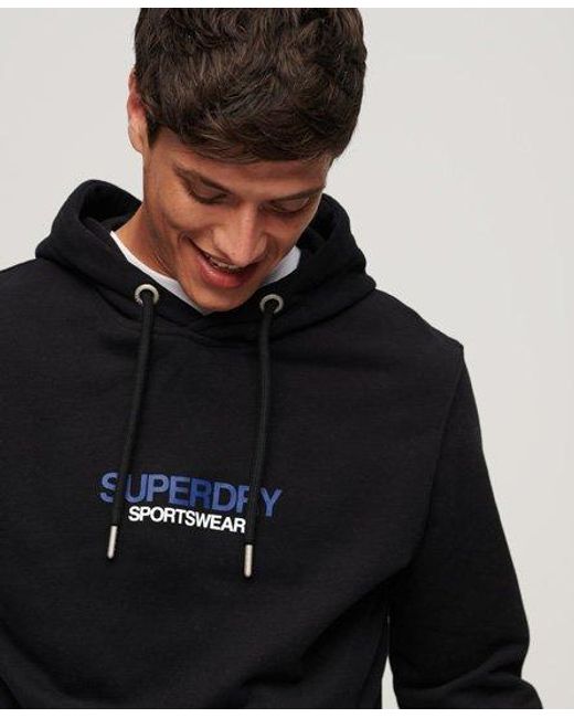 Superdry Black Sportswear Logo Loose Hoodie for men