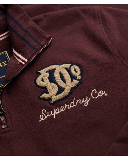 Superdry Red & Co Vintage Athletic Half Zip Sweatshirt for men