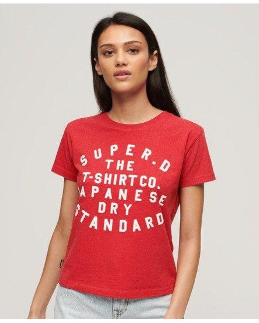 Superdry Red Puff Print Fitted T-shirt